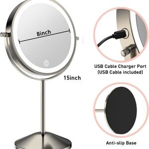 10X 8"‎ Rechargeable LED Vanity Mirror with Lights and Magnification